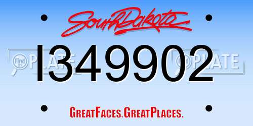 I349902 South Dakota License Plate
