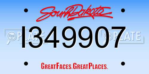 I349907 South Dakota License Plate