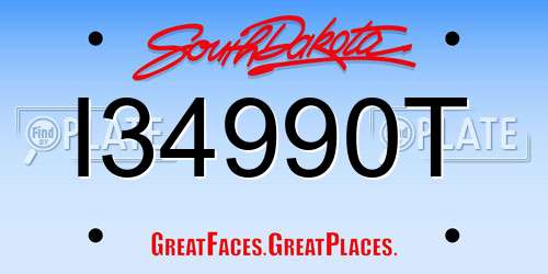 I34990T South Dakota License Plate