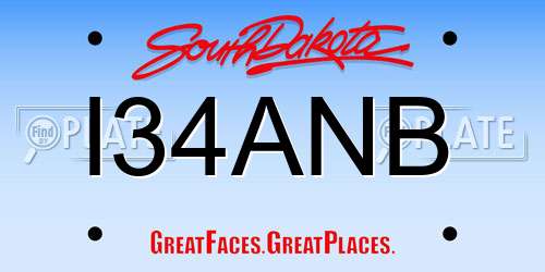 I34ANB South Dakota License Plate