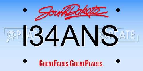 I34ANS South Dakota License Plate