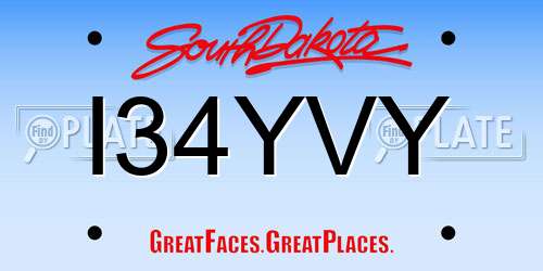 I34YVY South Dakota License Plate