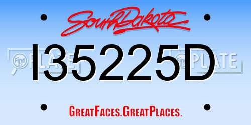 I35225D South Dakota License Plate