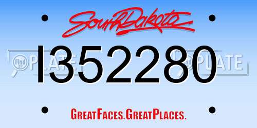 I352280 South Dakota License Plate