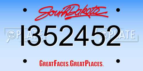 I352452 South Dakota License Plate