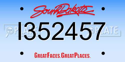 I352457 South Dakota License Plate