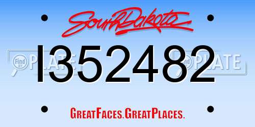 I352482 South Dakota License Plate