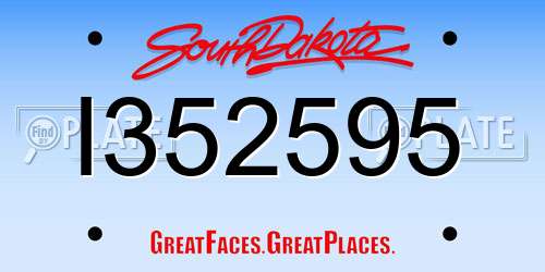 I352595 South Dakota License Plate