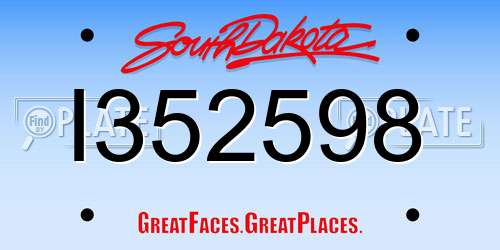 I352598 South Dakota License Plate