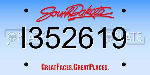 I352619 South Dakota License Plate