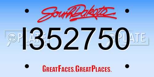 I352750 South Dakota License Plate