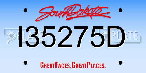 I35275D South Dakota License Plate