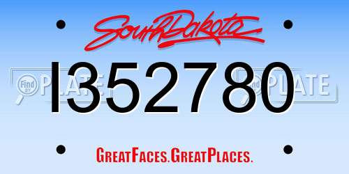 I352780 South Dakota License Plate