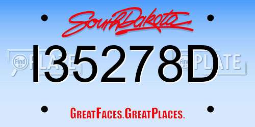 I35278D South Dakota License Plate