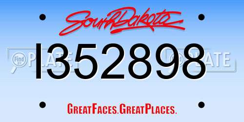 I352898 South Dakota License Plate