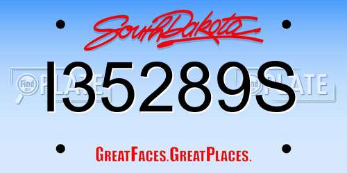 I35289S South Dakota License Plate