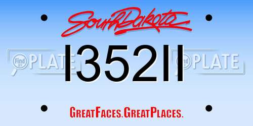 I352II South Dakota License Plate