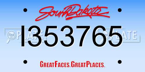 I353765 South Dakota License Plate