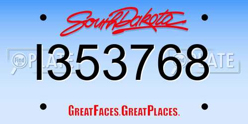 I353768 South Dakota License Plate
