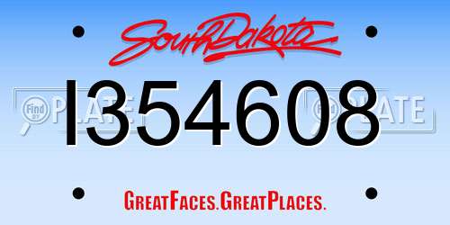 I354608 South Dakota License Plate