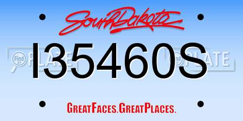 I35460S South Dakota License Plate