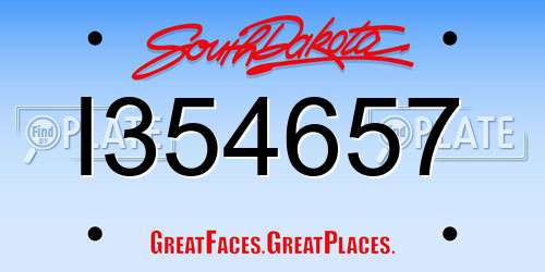 I354657 South Dakota License Plate