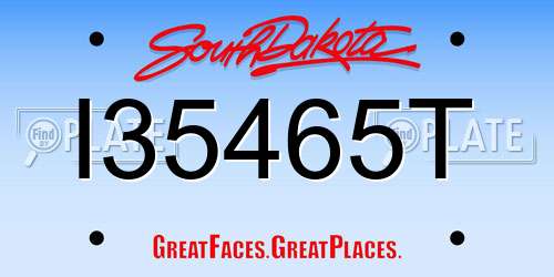 I35465T South Dakota License Plate
