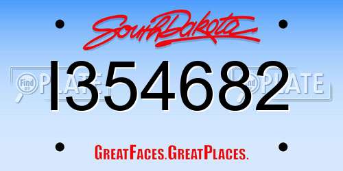 I354682 South Dakota License Plate