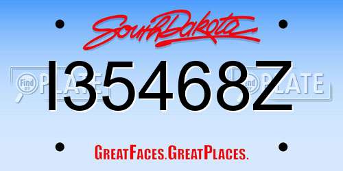 I35468Z South Dakota License Plate