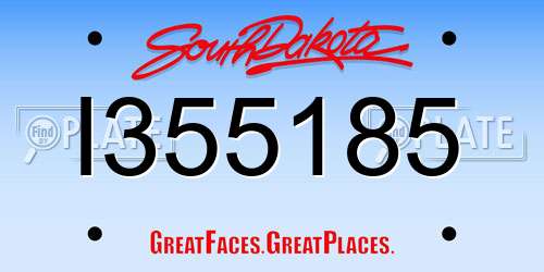 I355185 South Dakota License Plate