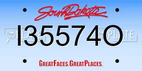 I35574O South Dakota License Plate