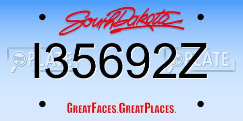 I35692Z South Dakota License Plate