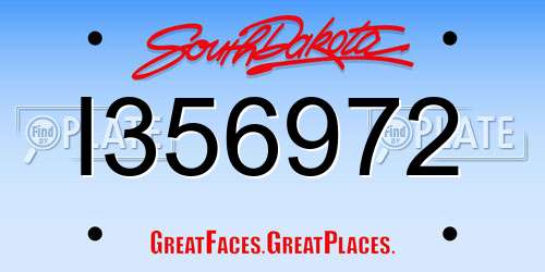 I356972 South Dakota License Plate