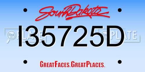 I35725D South Dakota License Plate