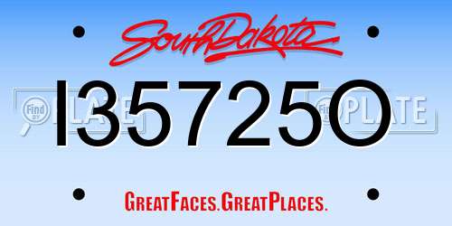 I35725O South Dakota License Plate