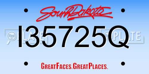 I35725Q South Dakota License Plate