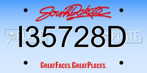 I35728D South Dakota License Plate