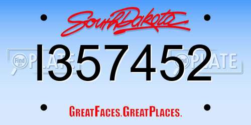I357452 South Dakota License Plate