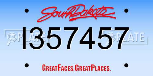 I357457 South Dakota License Plate