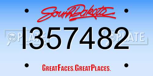 I357482 South Dakota License Plate