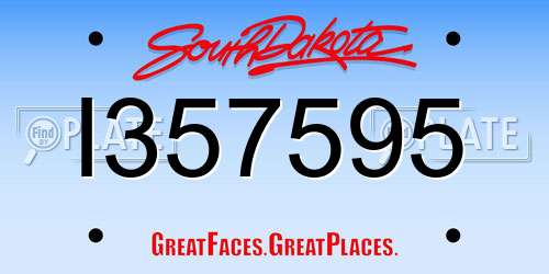 I357595 South Dakota License Plate