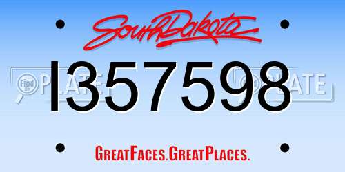 I357598 South Dakota License Plate
