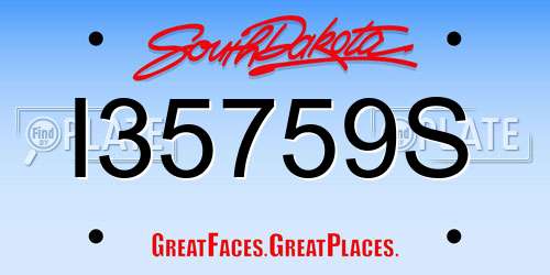 I35759S South Dakota License Plate