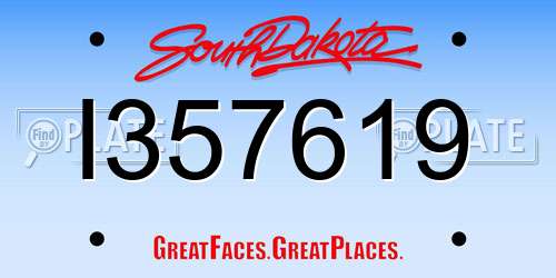 I357619 South Dakota License Plate
