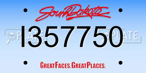 I357750 South Dakota License Plate