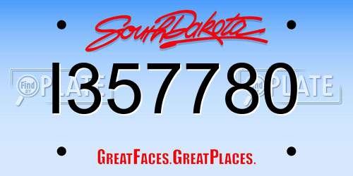 I357780 South Dakota License Plate