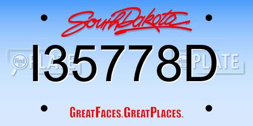 I35778D South Dakota License Plate