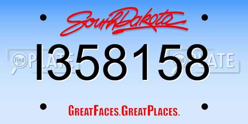 I358158 South Dakota License Plate
