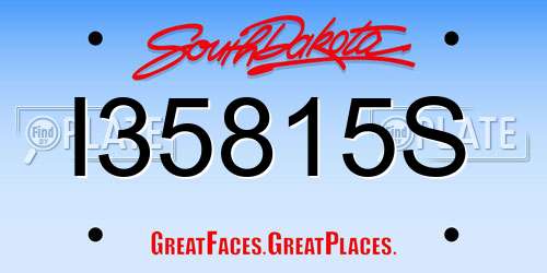 I35815S South Dakota License Plate