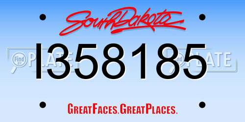 I358185 South Dakota License Plate